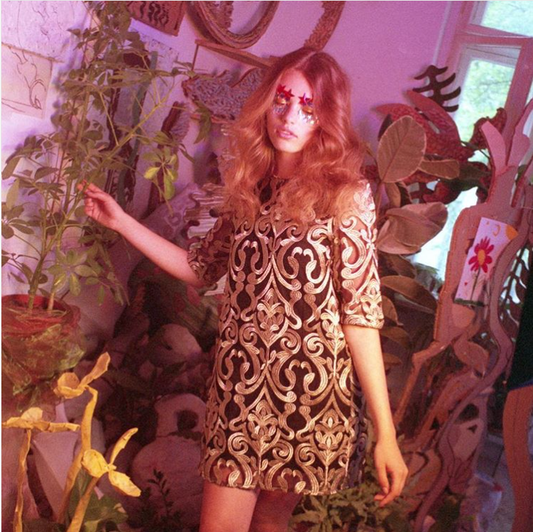 CALYPSO DRESS - GOLD EMBROIDERY  LENNI the label