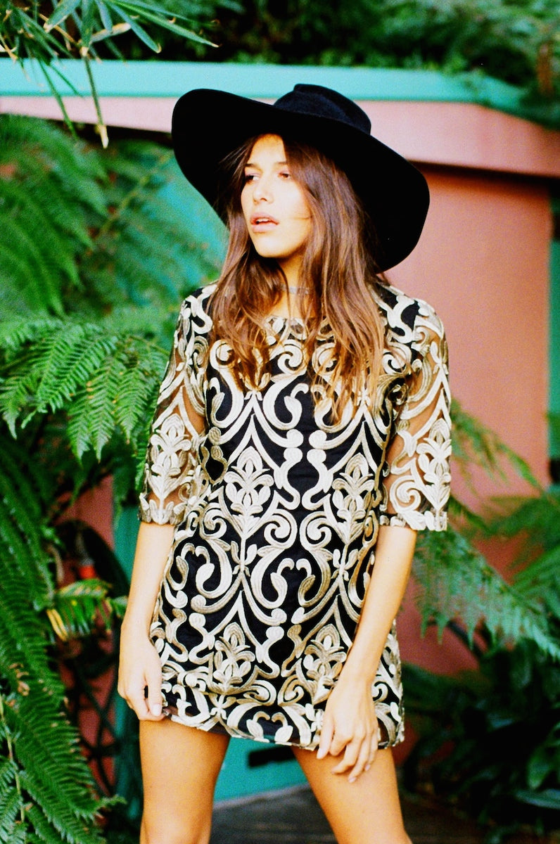 CALYPSO DRESS - GOLD EMBROIDERY LENNI the label CALYPSO DRESS - GOLD EMBROIDERY LENNI the label