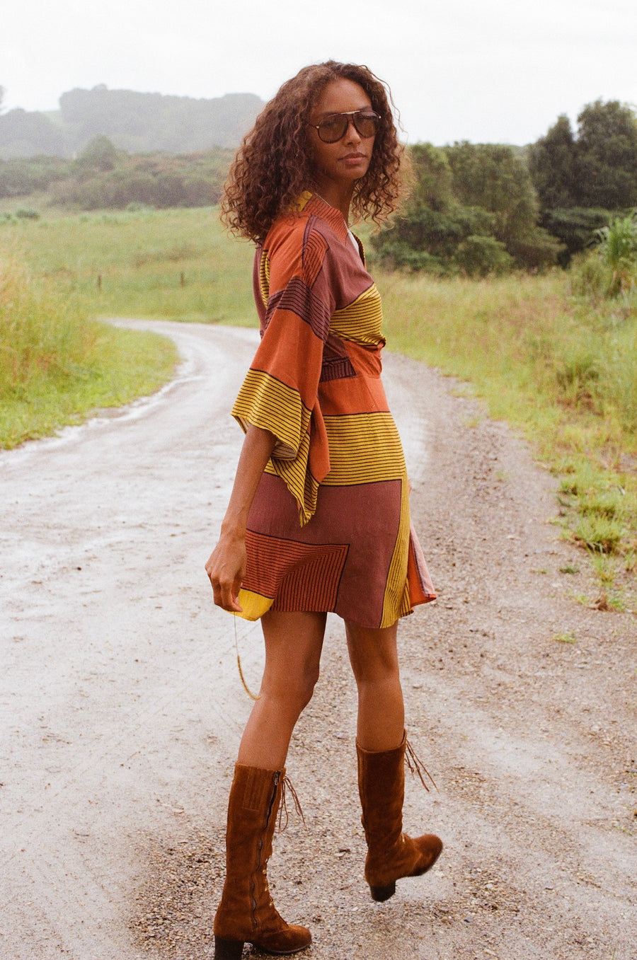 KATLA KIMONO DRESS - CINNAMON
