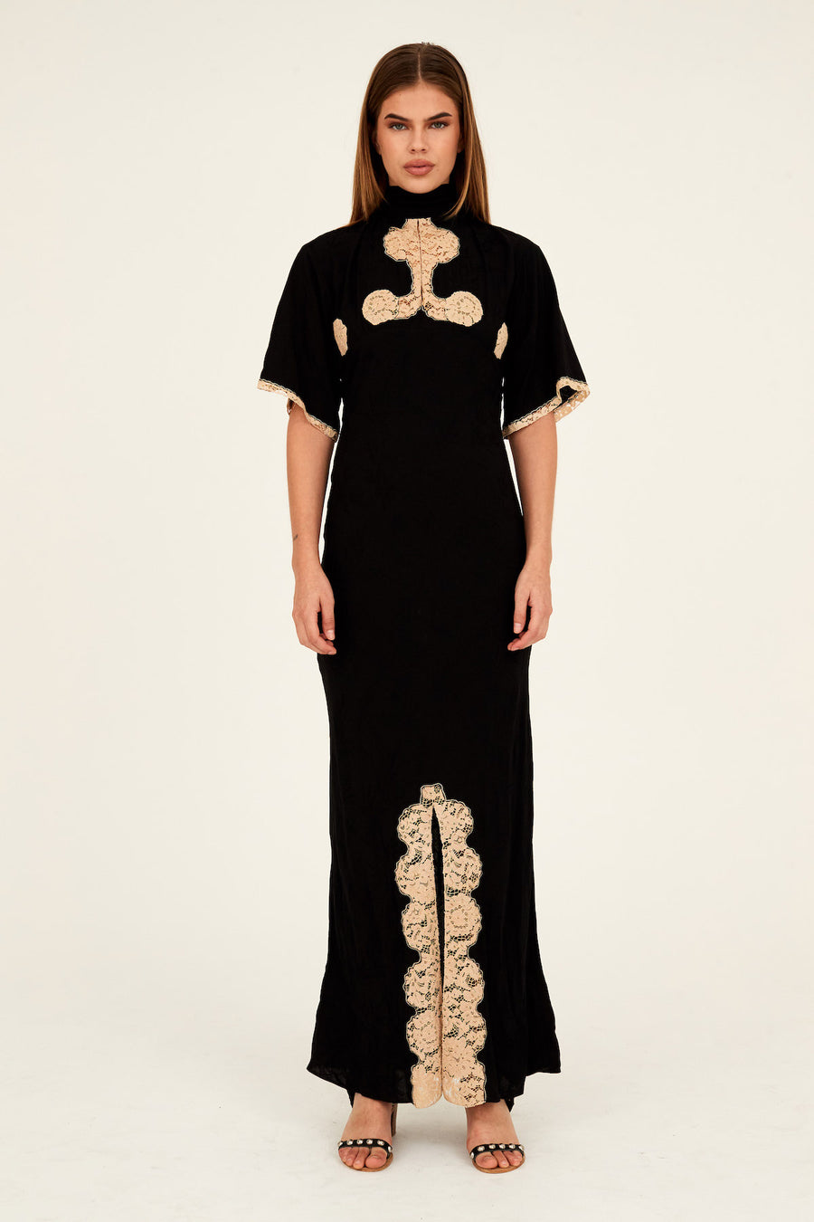 ALOE MAXI DRESS - BLACK JACQUARD LENNI the label ALOE MAXI DRESS - BLACK JACQUARD LENNI the label