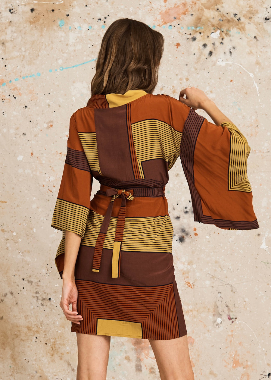 KATLA KIMONO DRESS - CINNAMON