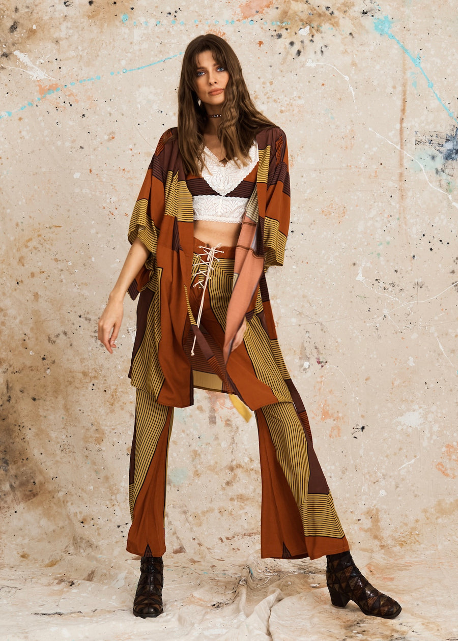 KATLA KIMONO DRESS - CINNAMON