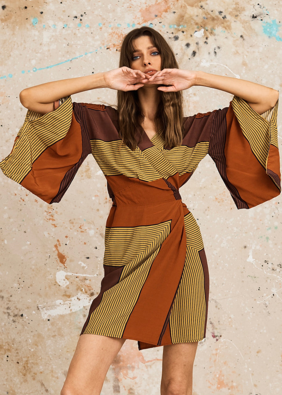 KATLA KIMONO DRESS - CINNAMON