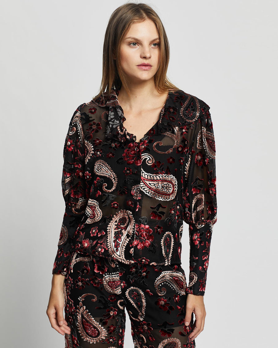 FIREFLY BURNOUT BLOUSE - ROSE