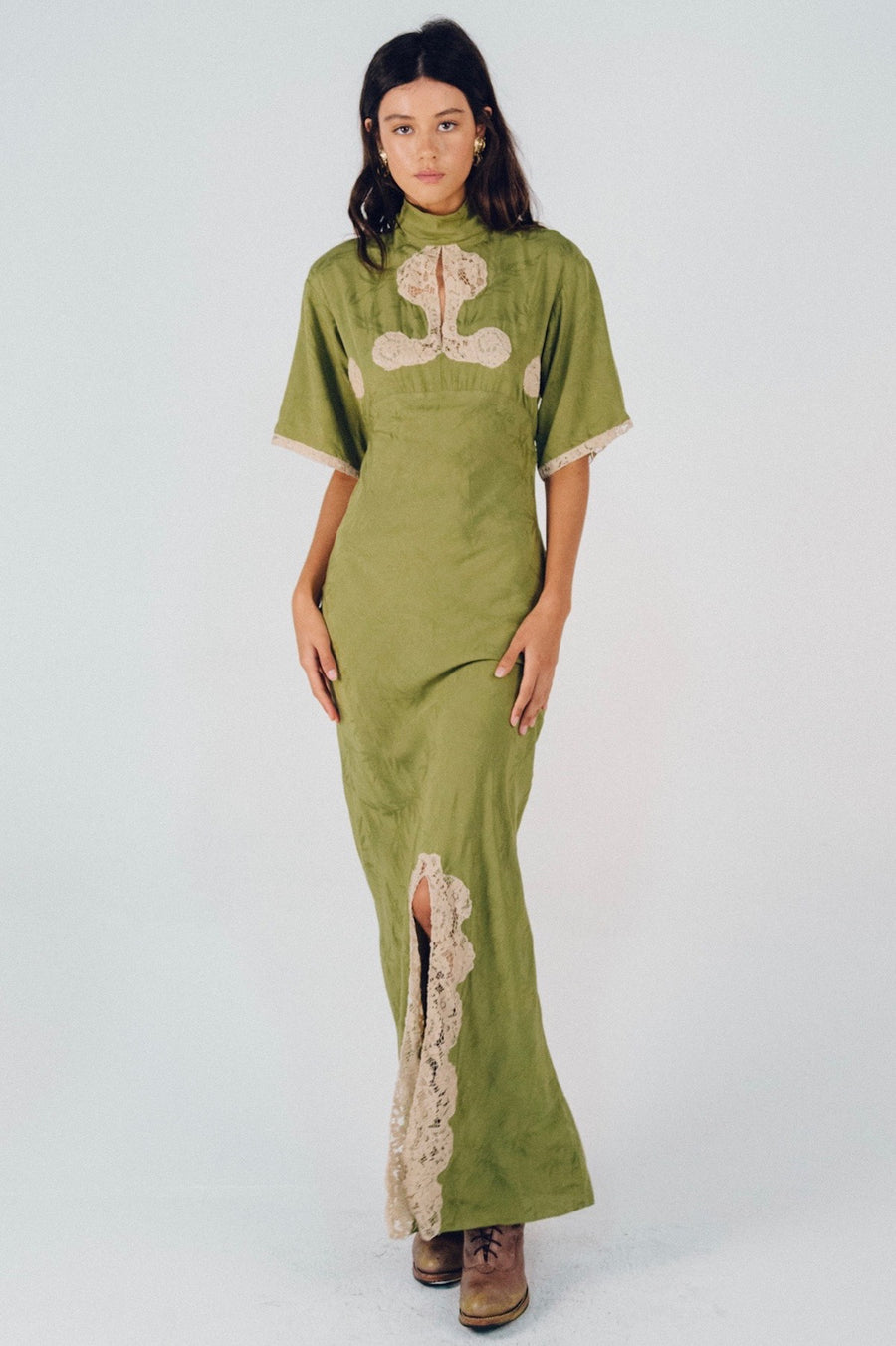 aloe maxi dress Hadiya Aloe Green Maxi Dress