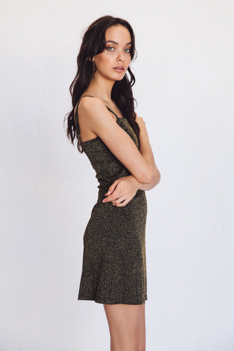 MISSILE DRESS - BLACK GOLD STRIPE LENNI the label MISSILE DRESS - BLACK GOLD STRIPE LENNI the label