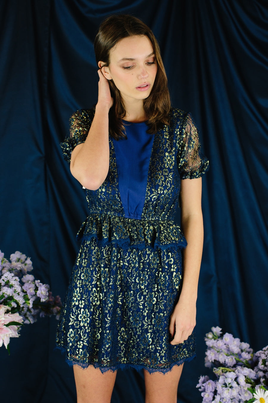 TWILIGHT DRESS - NAVY GOLD LENNI the label TWILIGHT DRESS - NAVY GOLD LENNI the label